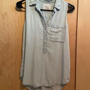 Denim collared tank top